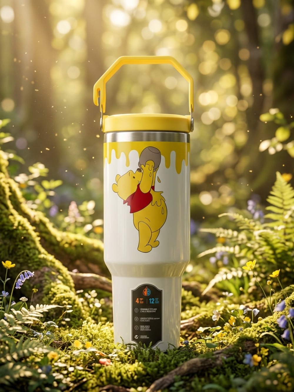 Disney Winnie the Pooh 40 oz Stainless Steel Travel Tumbler Yellow White
